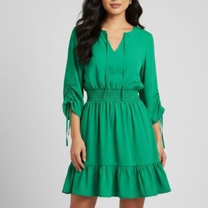 Eliza J Green Ruched Tiered Mini Dress